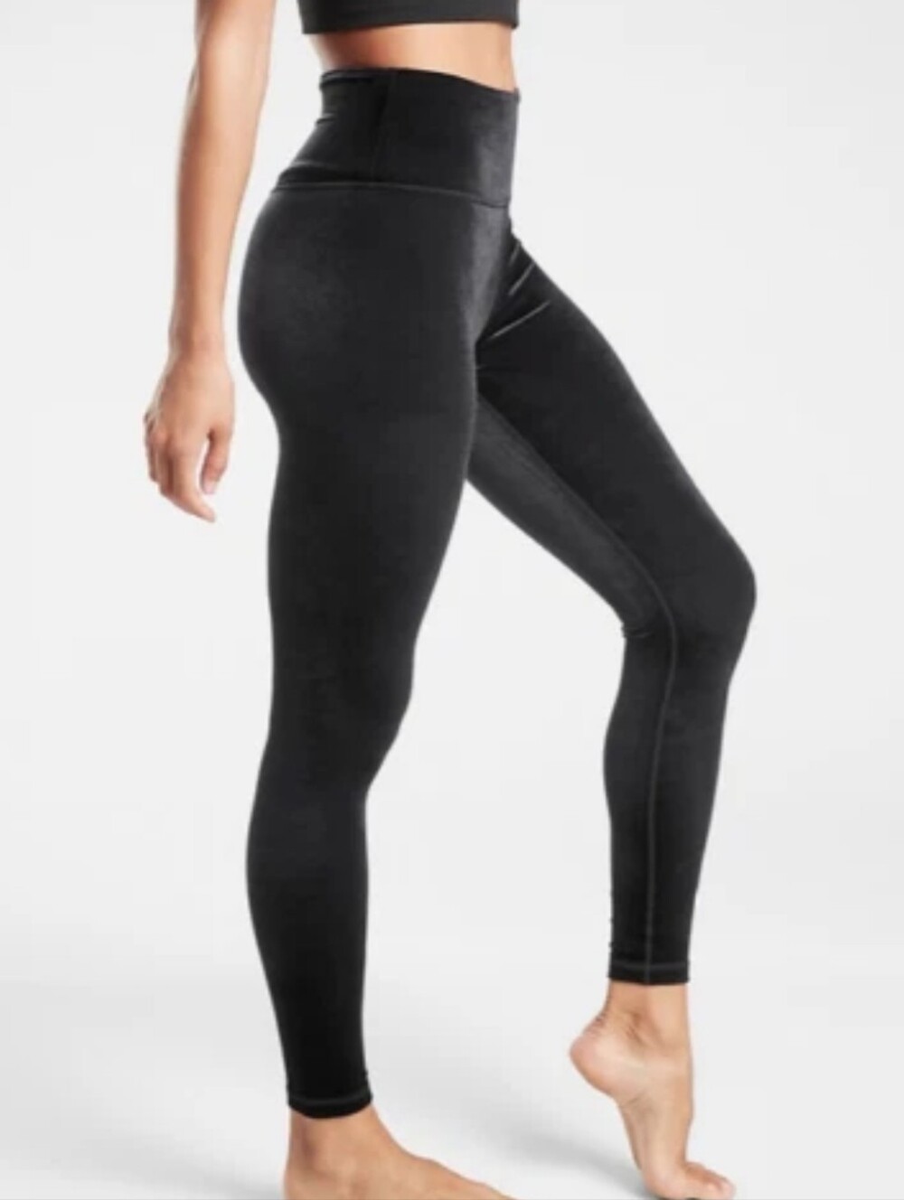 Athleta Black Velour Elation High Rise Tight Velvet Yoga Fitness Legging Size S - Picture 2 of 14